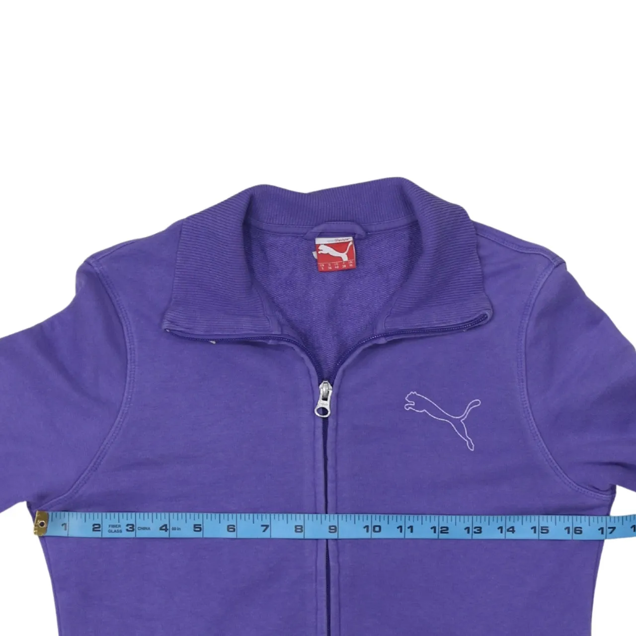 Puma Purple Track Jacket Women’s Small Full Zip Embroidered Logo Ribbed Hem Sweatshirt Top sold by Vintage Club product image thumbnail 5