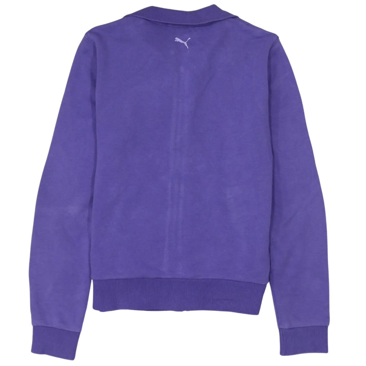 Puma Purple Track Jacket Women’s Small Full Zip Embroidered Logo Ribbed Hem Sweatshirt Top sold by Vintage Club product image thumbnail 2
