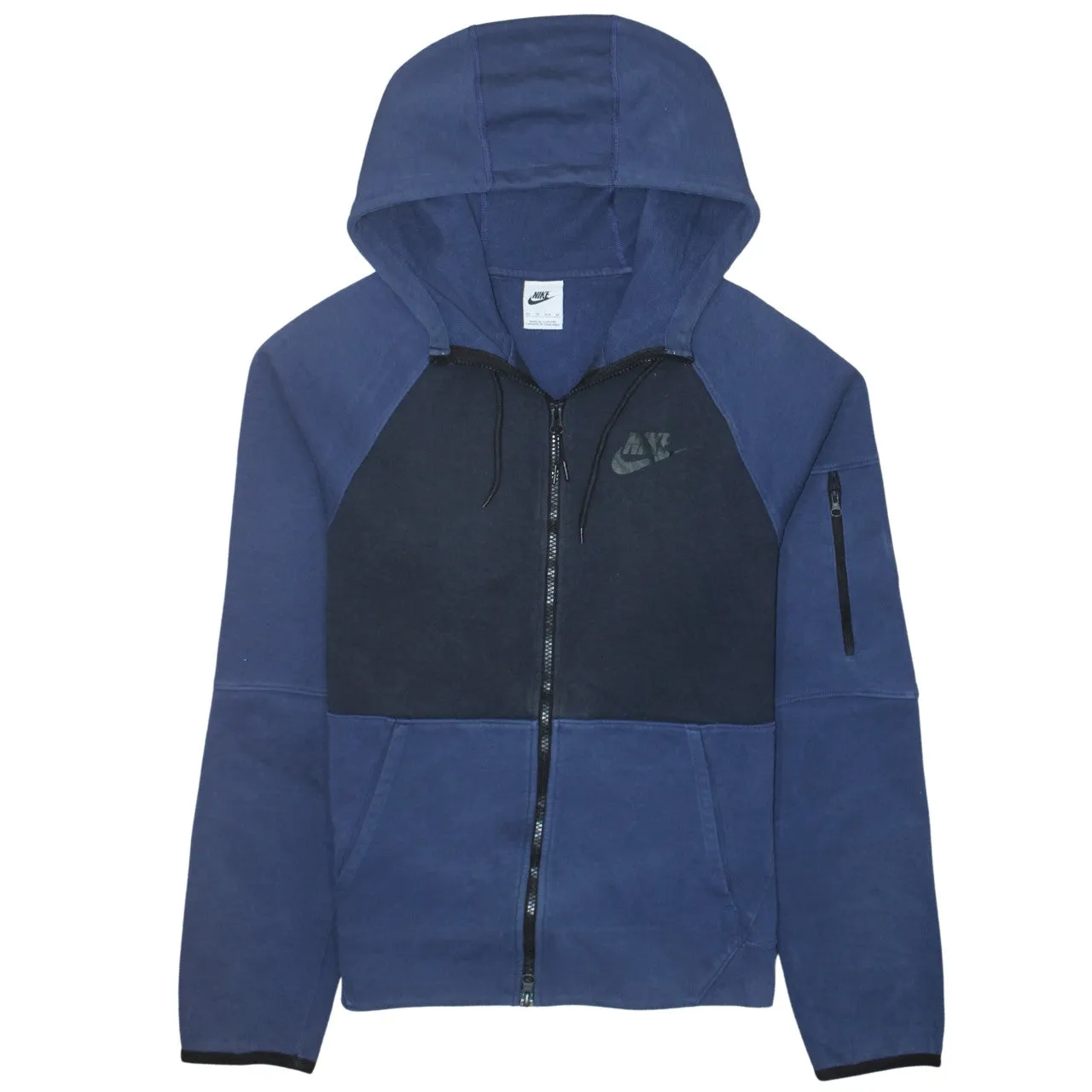 Nike Navy Blue Full Zip Hoodie Men's XSmall Embroidered Chest Logo Zip Sleeve Pocket Sweatshirt sold by Vintage Club