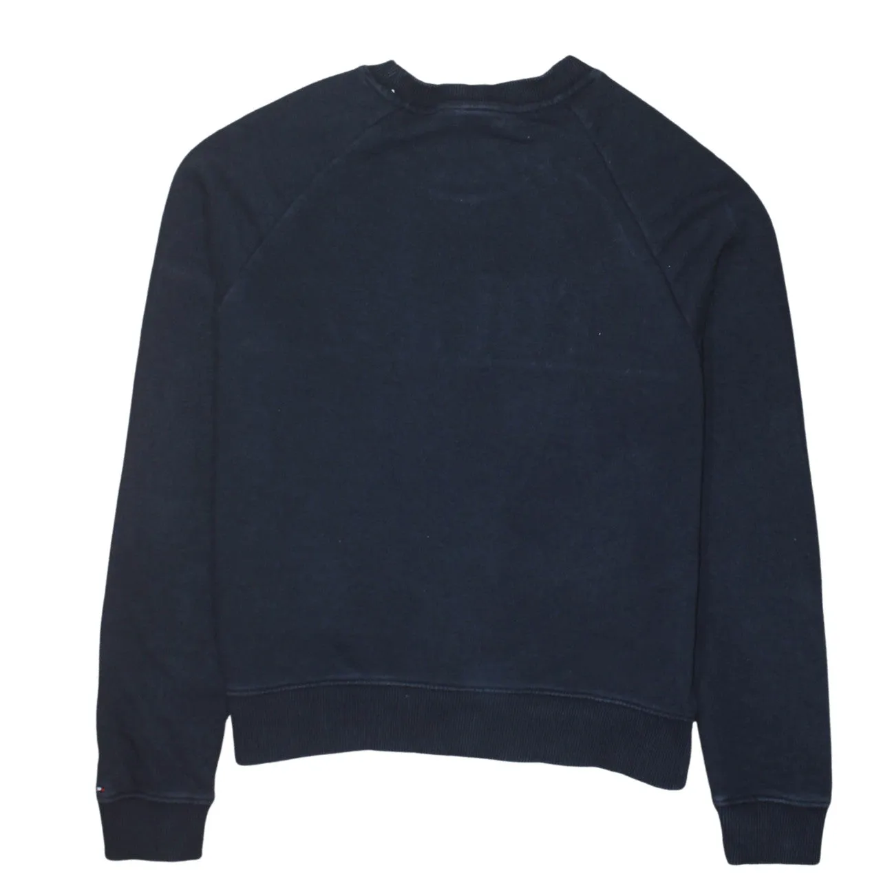 Tommy Hilfiger Navy Blue Sweatshirt Women’s Medium Embroidered TOMMY Logo Crewneck Pullover sold by Vintage Club product image thumbnail 2