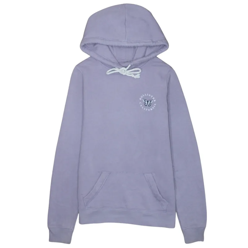 Hollister Lilac Hoodie Women’s XSmall Printed Butterfly Logo Front Pocket Pullover Sweatshirt made by Hollister