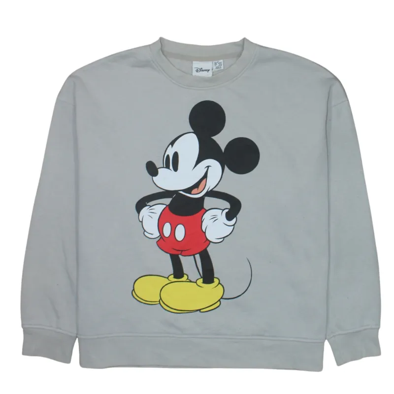 Disney Light Grey Sweatshirt Women’s Medium Mickey Mouse Printed Graphic Crewneck Pullover Top sold by Vintage Club
