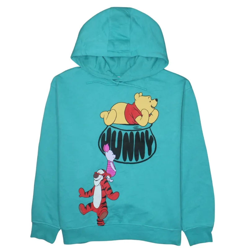 Disney Teal Hoodie Women’s Large Printed Winnie The Pooh Hunny Pot Pullover Sweatshirt made by Disney