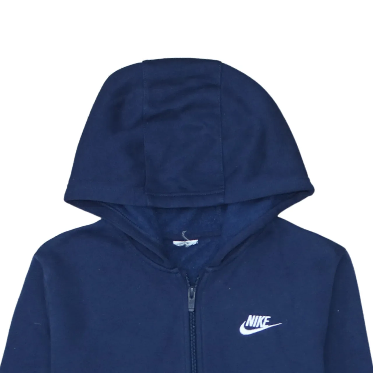 Nike Navy Blue Zip Hoodie Women’s Small Embroidered Swoosh Split Pocket Fleece Sweatshirt sold by Vintage Club product image thumbnail 3