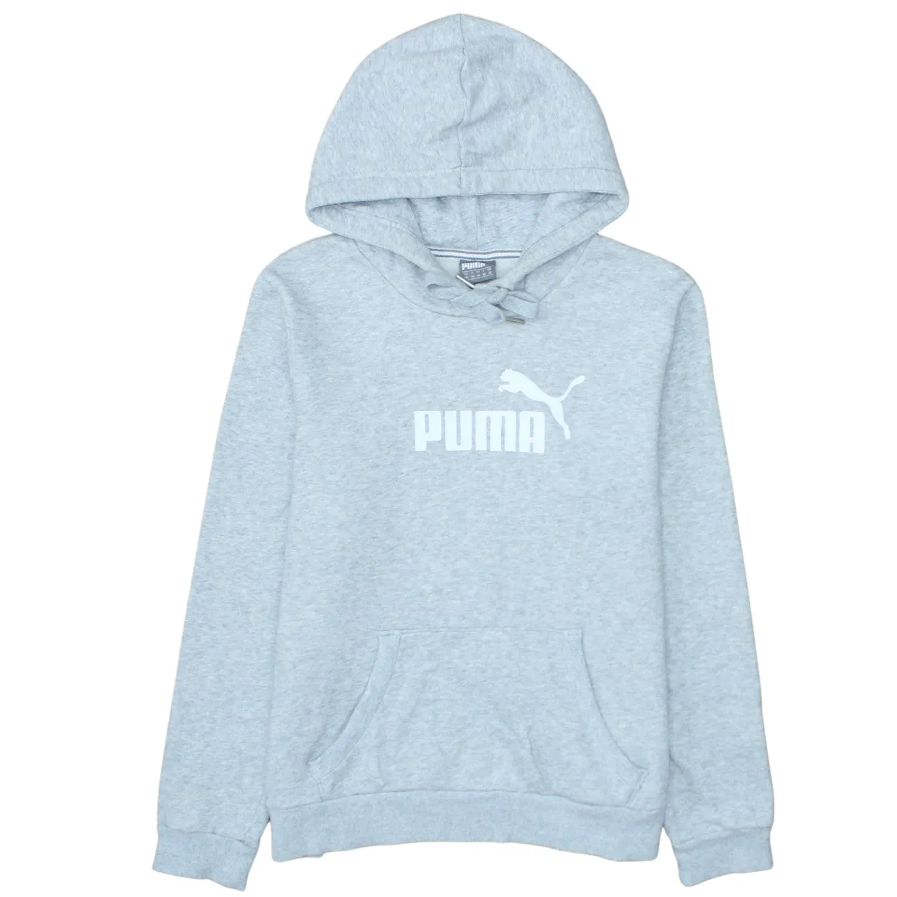 Puma Light Grey Hoodie Women’s XXLarge Printed Logo Drawstring Pullover Sweatshirt sold by Vintage Club