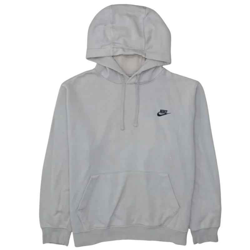 Nike Light Grey Hoodie Men’s Large Embroidered Swoosh Logo Front Pocket Pullover Sweatshirt made by Nike