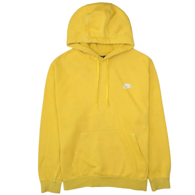 Nike Yellow Pullover Hoodie Men’s Large Embroidered Chest Logo Front Pocket Sweatshirt sold by Vintage Club