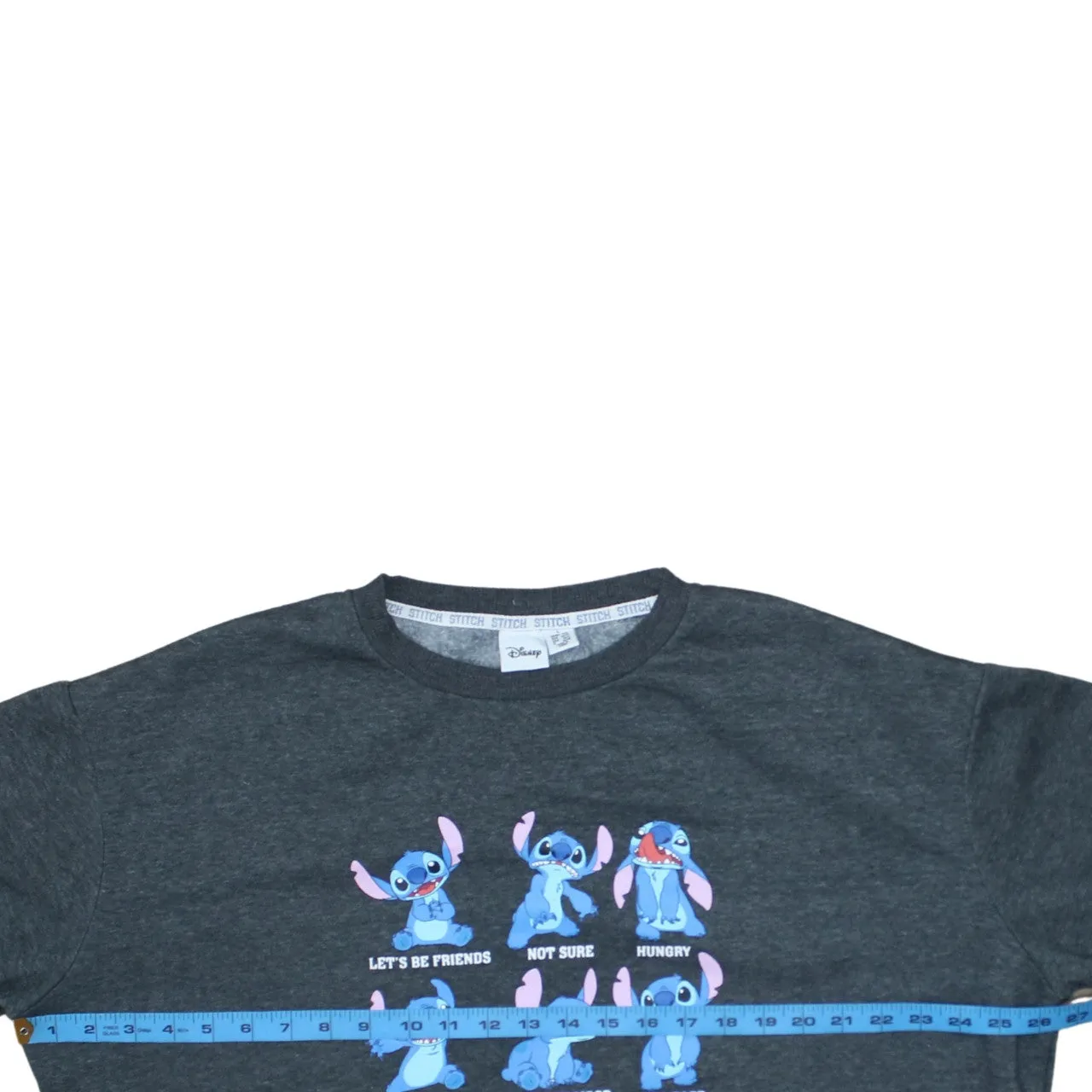 Disney Charcoal Grey Sweatshirt Women’s Large Stitch Printed Graphic Fleece Pullover Top sold by Vintage Club product image thumbnail 5