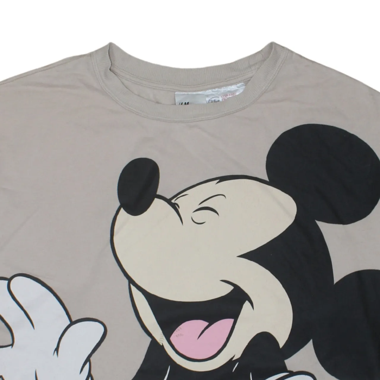 H&M Taupe Mickey Mouse Sweatshirt Women’s Medium Printed Graphic Fleece Pullover Top sold by Vintage Club product image thumbnail 3