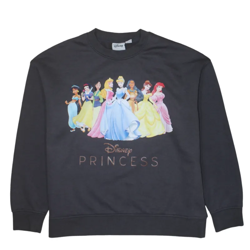 Primark Black Disney Princess Sweatshirt Women's Small Printed Graphic Crewneck Pullover Top made by Disney