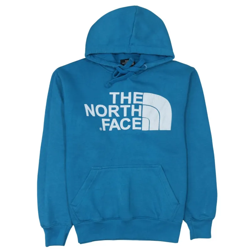 The North Face Blue Hoodie Men's Small Printed Front Logo Drawstring Pullover Sweatshirt made by The North Face