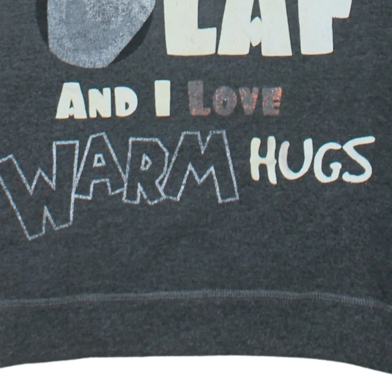 Disney Dark Grey Sweatshirt Women’s Medium Olaf Printed Graphic Warm Hugs Pullover Top sold by Vintage Club product image thumbnail 4
