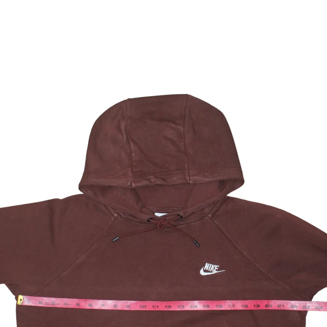 Nike Burgundy Red Hoodie Women’s Large Embroidered Swoosh Front Pocket Pullover Sweatshirt sold by Vintage Club product image thumbnail 5
