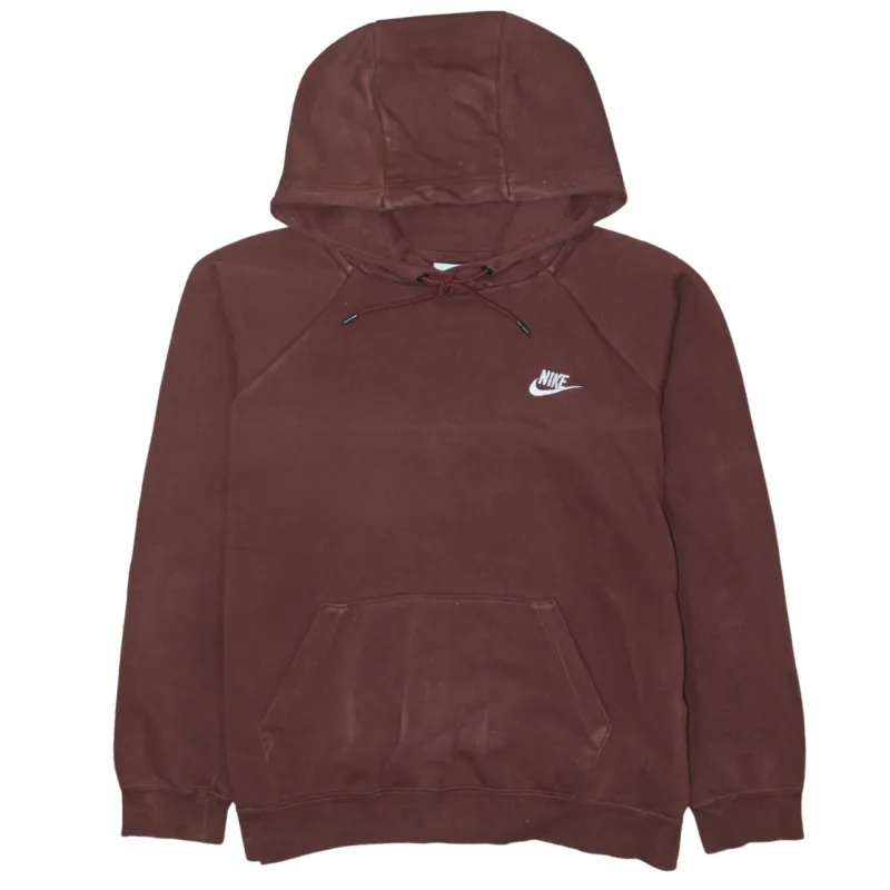 Nike Burgundy Red Hoodie Women’s Large Embroidered Swoosh Front Pocket Pullover Sweatshirt made by Nike