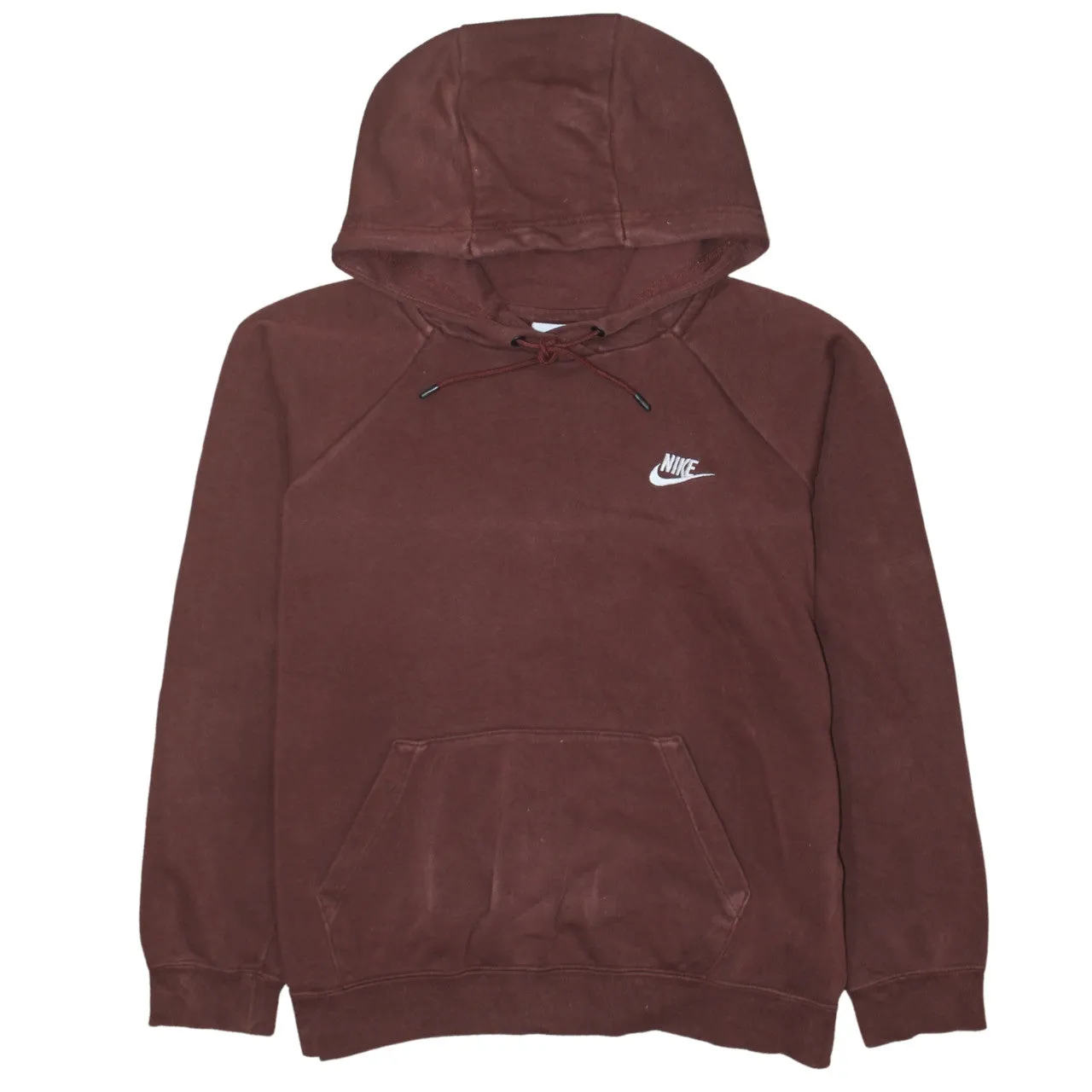Nike Burgundy Red Hoodie Women’s Large Embroidered Swoosh Front Pocket Pullover Sweatshirt sold by Vintage Club