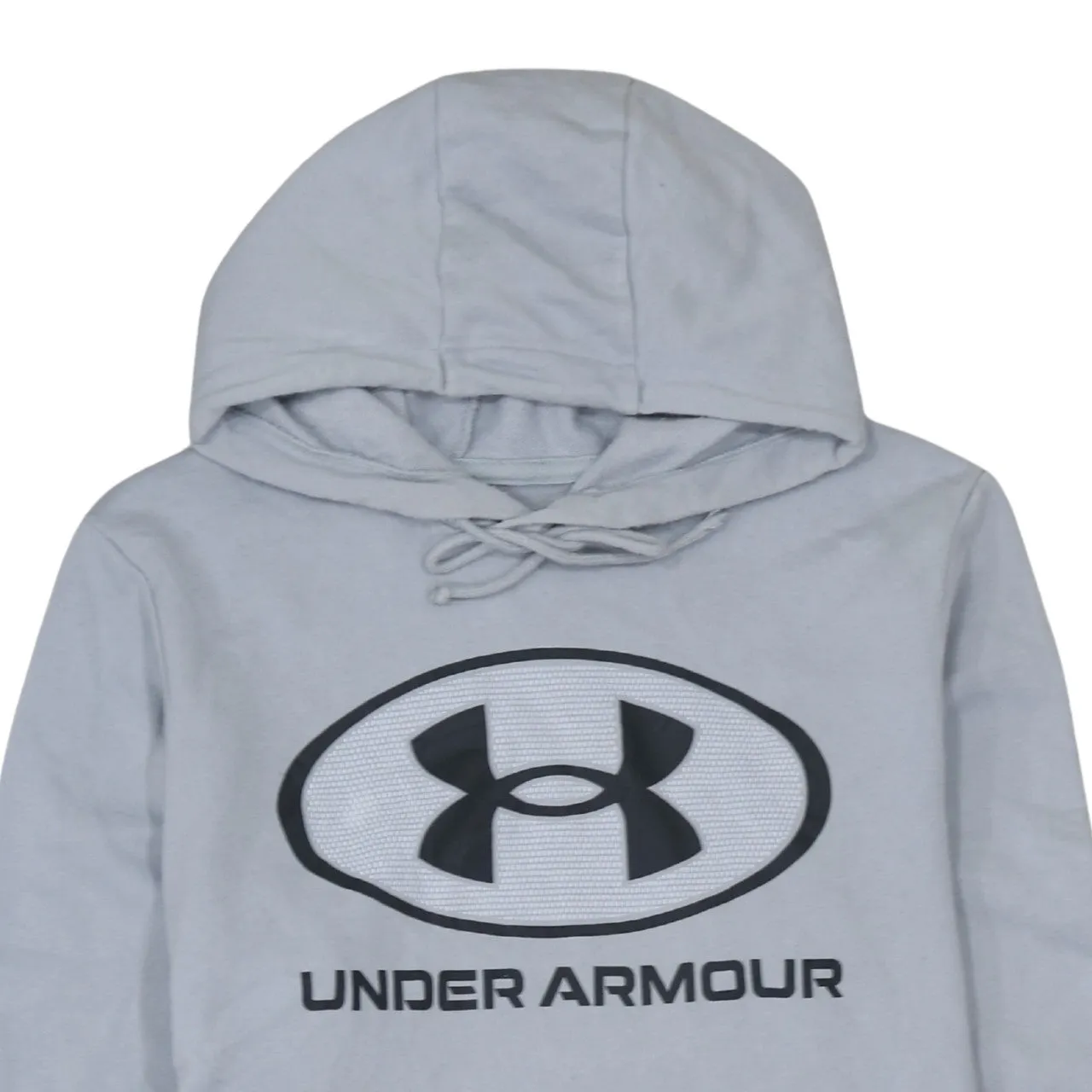 Under Armour Light Grey Hoodie Women’s Medium Printed Logo Drawstring Hood Long Sleeve Top sold by Vintage Club product image thumbnail 3