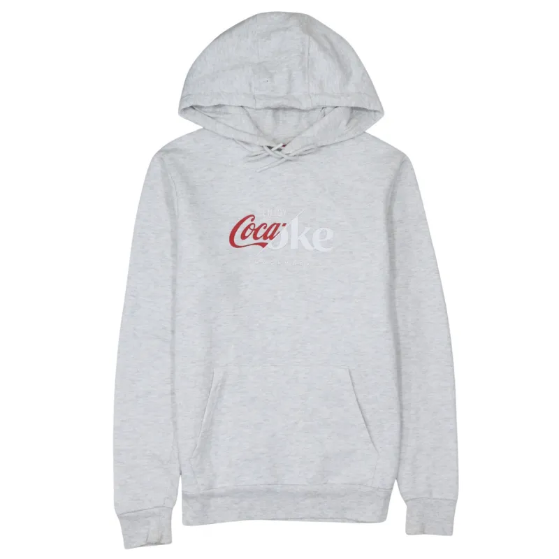 Coca Cola Light Grey Hoodie Men’s XSmall Printed Logo Front Pocket Pullover Sweatshirt made by Coca-Cola