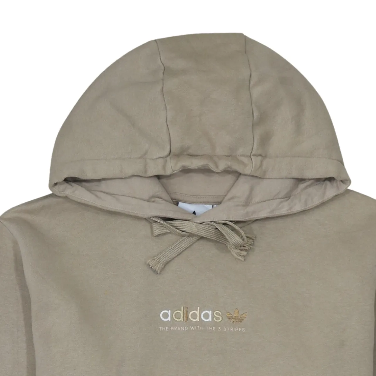 Adidas Beige Cream Hoodie Men's Small Embroidered Chest Logo Front Pocket Pullover Sweatshirt sold by Vintage Club product image thumbnail 3