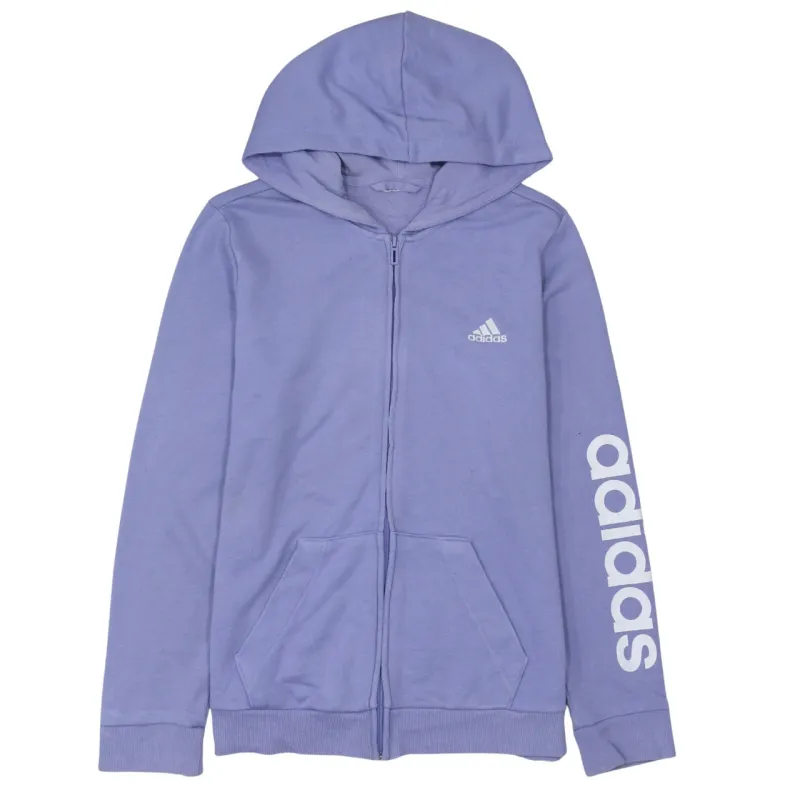 Adidas Purple Zip Hoodie Men's Small Printed Logo Sleeve Pocket Hooded Sweatshirt sold by Vintage Club