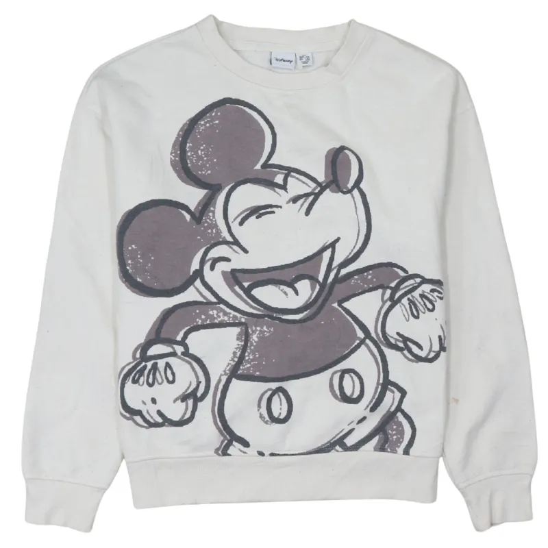 Disney Cream Sweatshirt Women’s XXSmall Printed Mickey Mouse Graphic Fleece Pullover Top sold by Vintage Club
