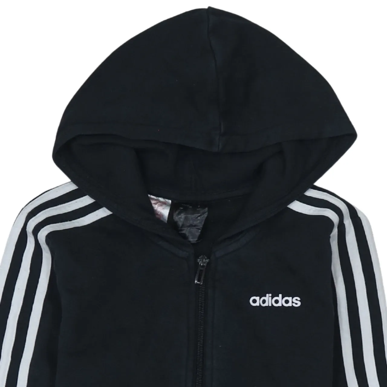Adidas Black Full Zip Hoodie Women’s Large Embroidered Logo Three Stripe Sleeves Sweatshirt sold by Vintage Club product image thumbnail 3