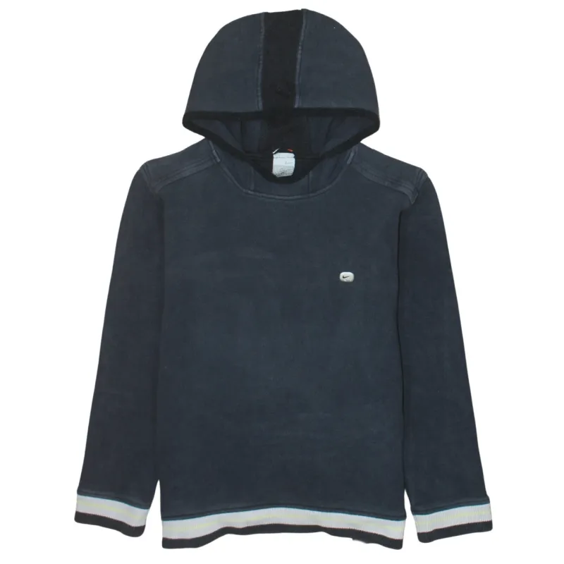 Nike Navy Blue Hoodie Men’s Medium Small Chest Logo Ribbed Hem Casual Sweatshirt sold by Vintage Club