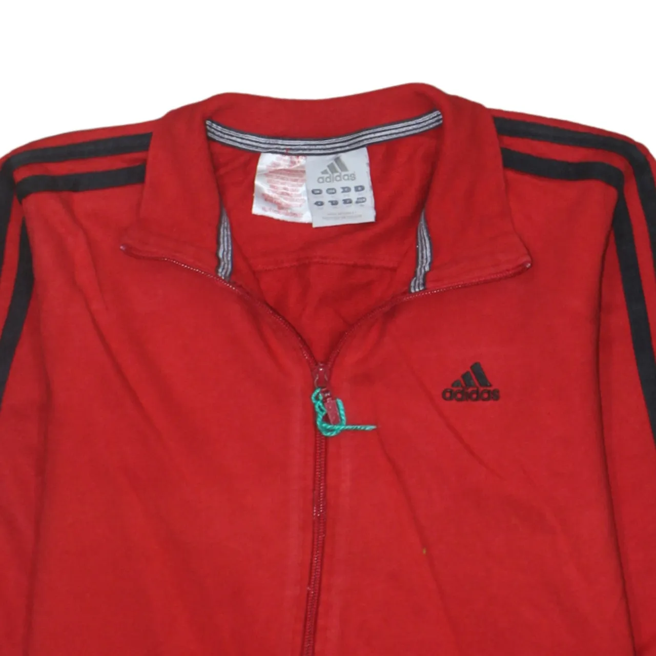 Adidas Red Track Jacket Women's Medium Three Stripe Sleeves Embroidered Logo Zip Top sold by Vintage Club product image thumbnail 3