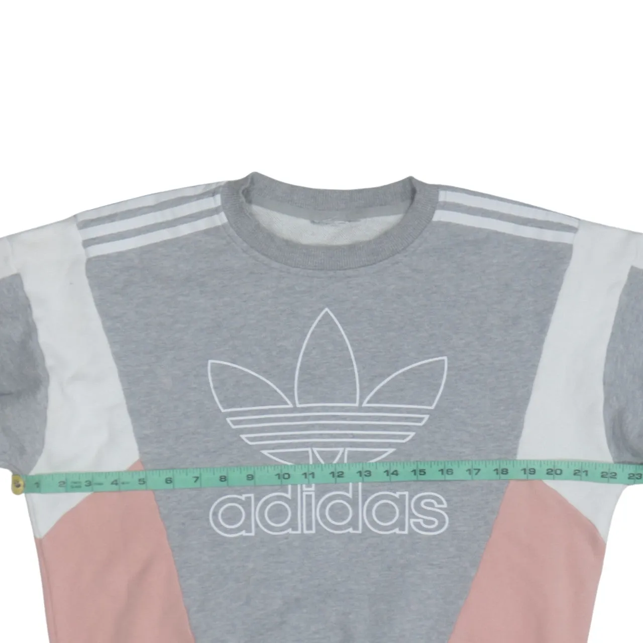 Adidas Grey Colourblock Sweatshirt Men's Large Trefoil Printed Logo Three Stripe Crewneck Pullover sold by Vintage Club product image thumbnail 5