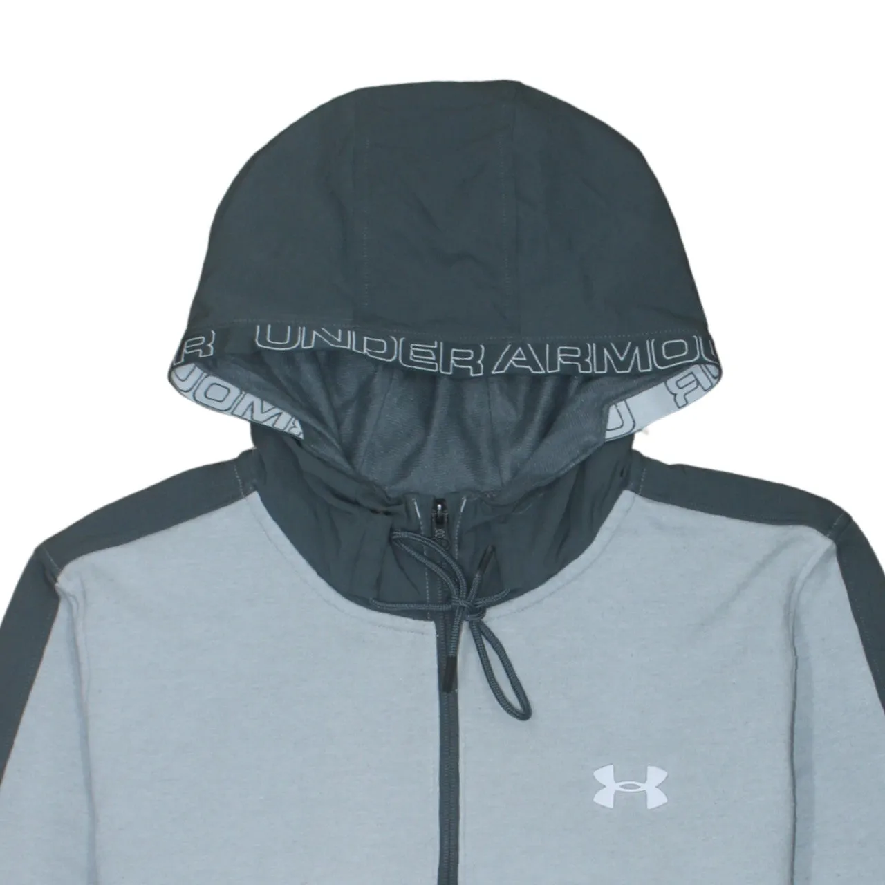 Under Armour Grey Full Zip Hoodie Women’s Large Printed Logo Contrast Panels Sweatshirt sold by Vintage Club product image thumbnail 3