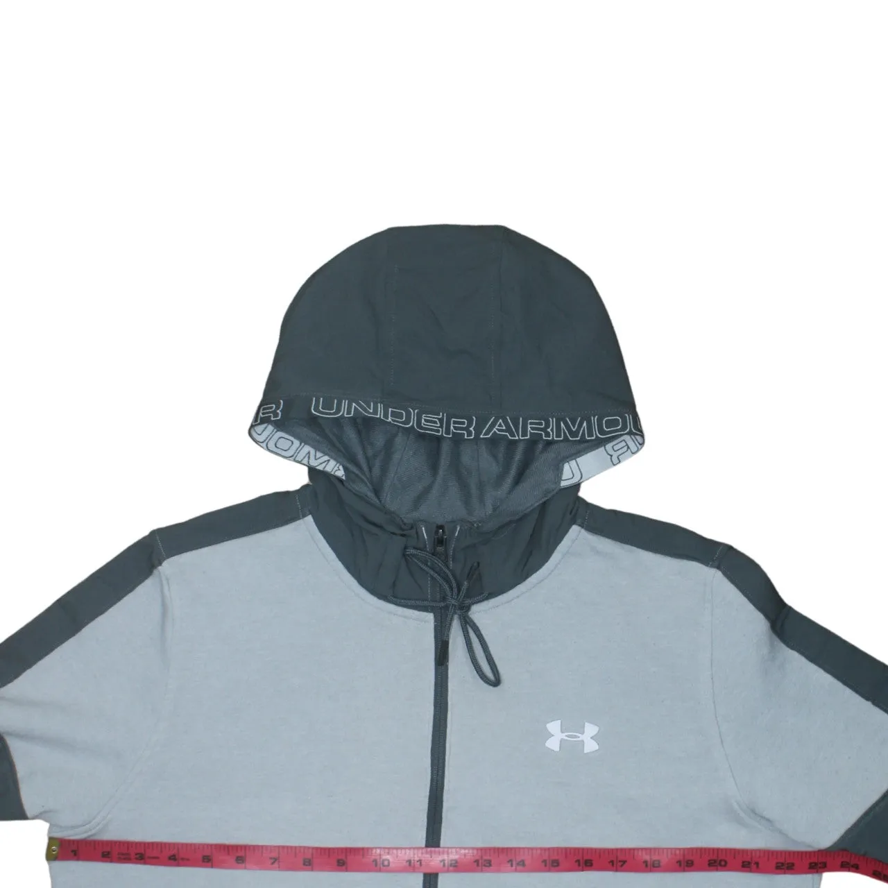 Under Armour Grey Full Zip Hoodie Women’s Large Printed Logo Contrast Panels Sweatshirt sold by Vintage Club product image thumbnail 5