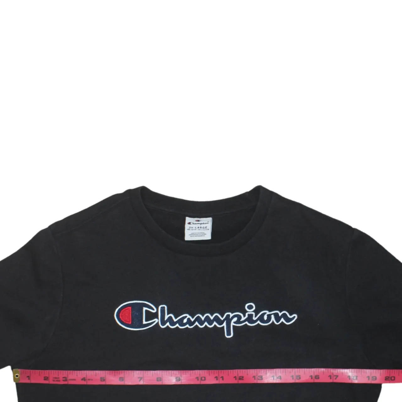 Champion Black Sweatshirt Women’s XXLarge Embroidered Chest Logo C Cuff Ribbed Crewneck Pullover sold by Vintage Club product image thumbnail 5