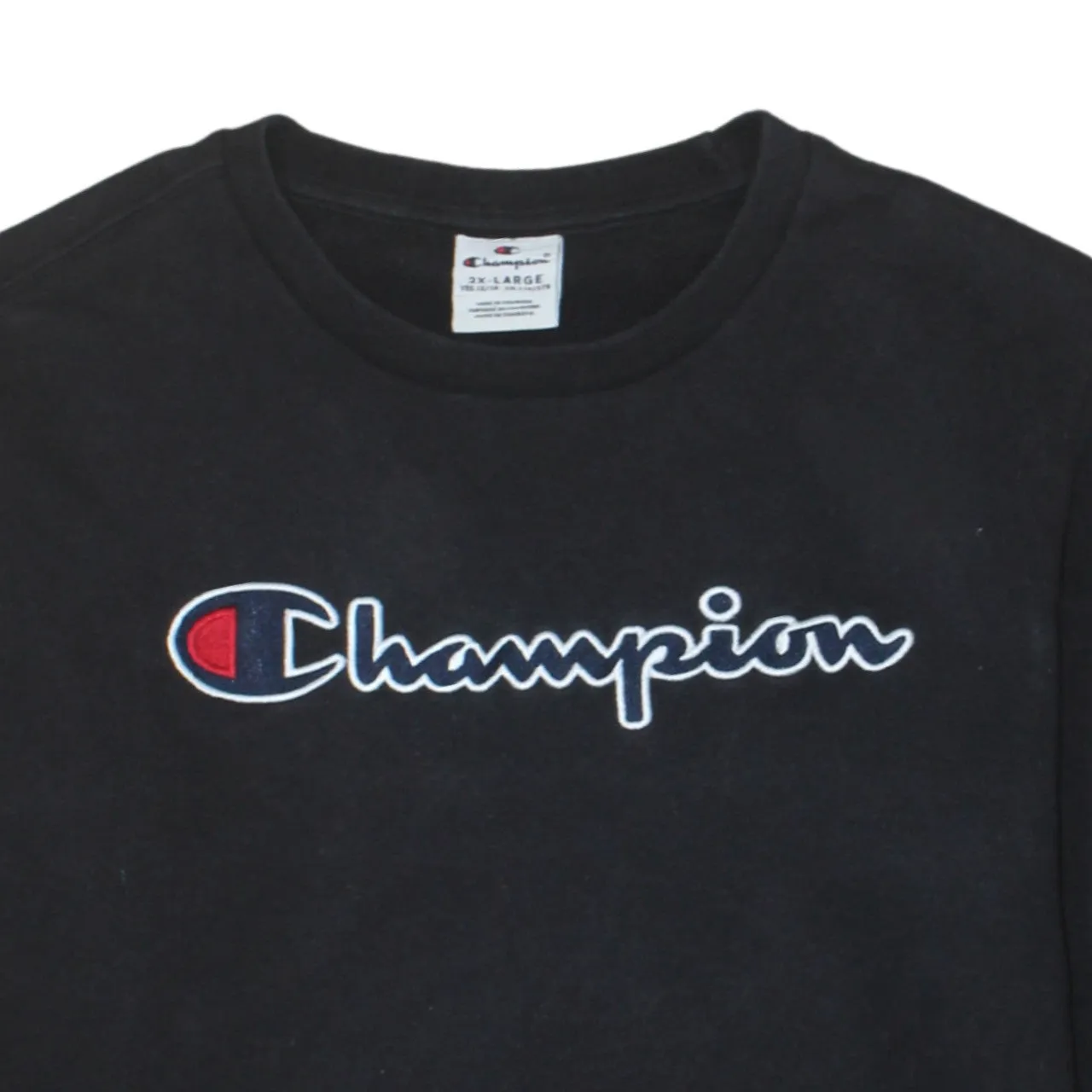 Champion Black Sweatshirt Women’s XXLarge Embroidered Chest Logo C Cuff Ribbed Crewneck Pullover sold by Vintage Club product image thumbnail 3