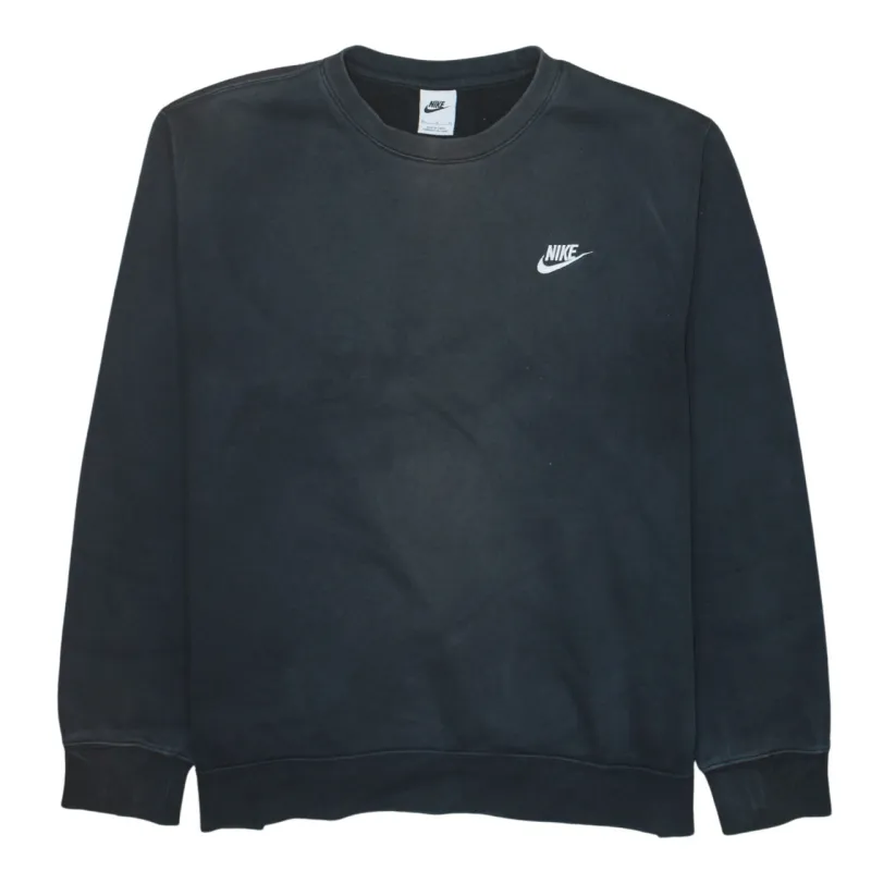 Nike Black Sweatshirt Men's XLarge Embroidered Swoosh Logo Crewneck Pullover Fleece Top sold by Vintage Club