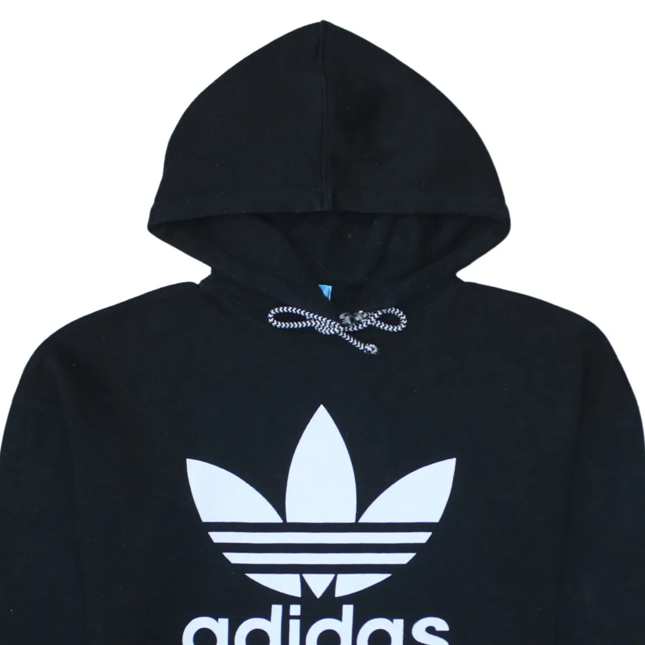 Adidas Black Hoodie Men's Small Printed Trefoil Logo Drawstring Hood Pullover Sweatshirt sold by Vintage Club product image thumbnail 3