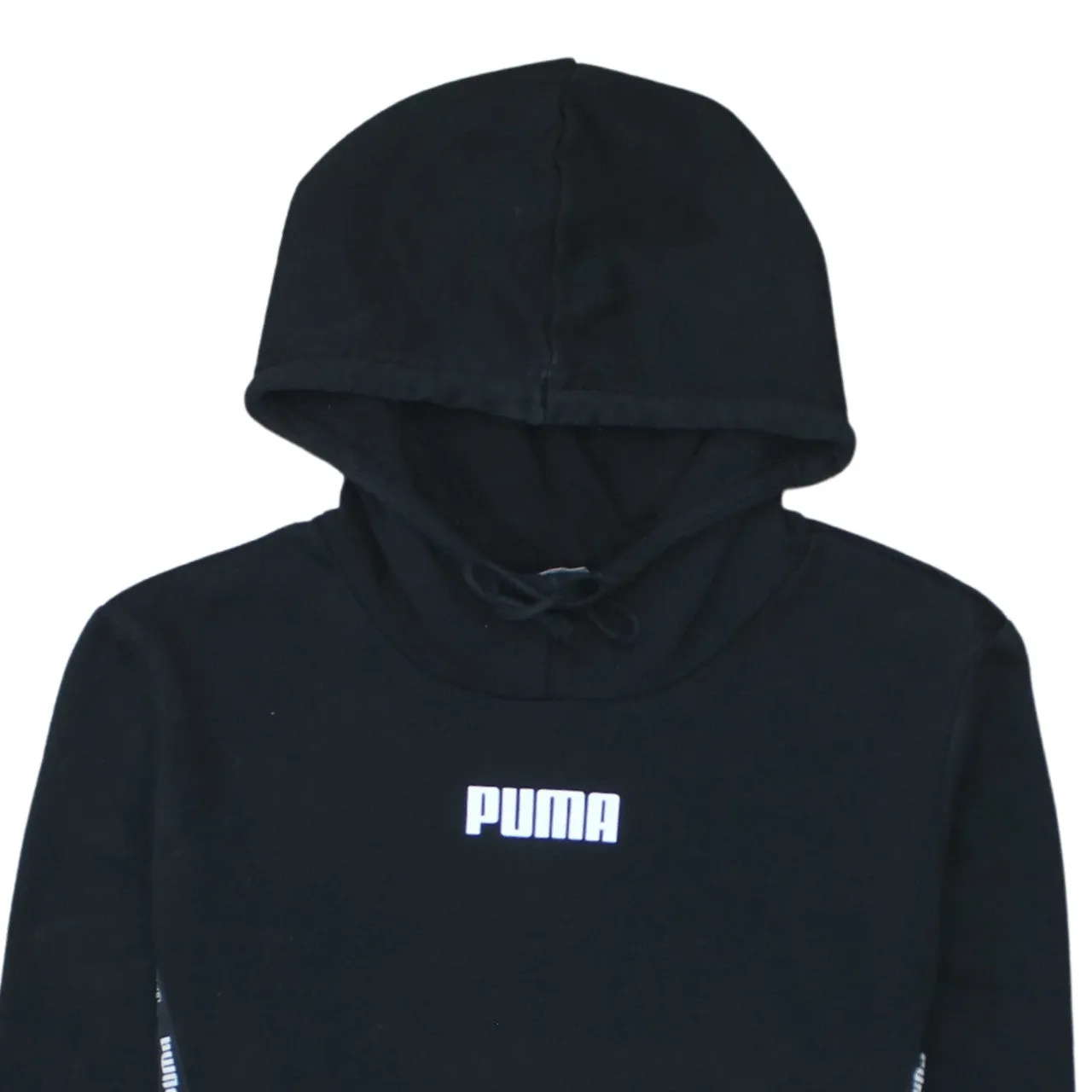 Puma Black Hoodie Women's Large Printed Logo Branded Side Tape Pullover Sweatshirt sold by Vintage Club product image thumbnail 3