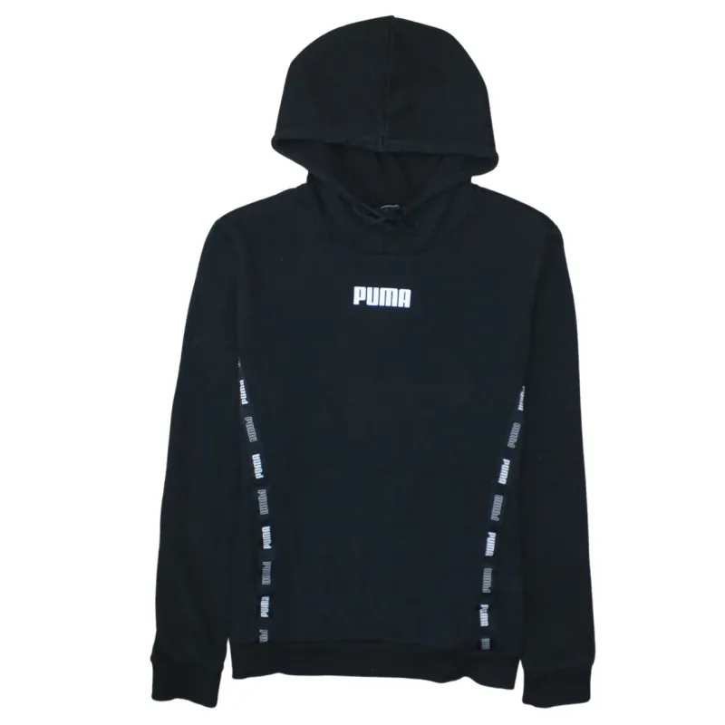 Puma Black Hoodie Women's Large Printed Logo Branded Side Tape Pullover Sweatshirt made by Puma