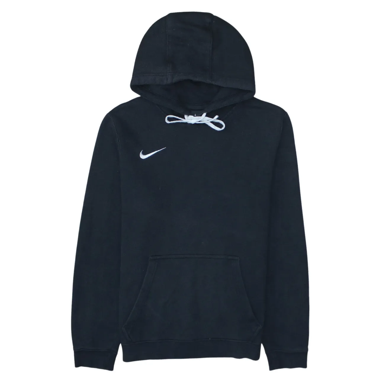 Nike Black Hoodie Men’s Small Embroidered Swoosh Drawstring Hood Front Pouch Pullover sold by Vintage Club