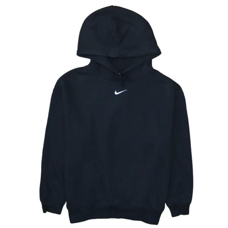 Nike Black Hoodie Men's Small Embroidered Swoosh Logo Pullover Fleece Sweatshirt sold by Vintage Club