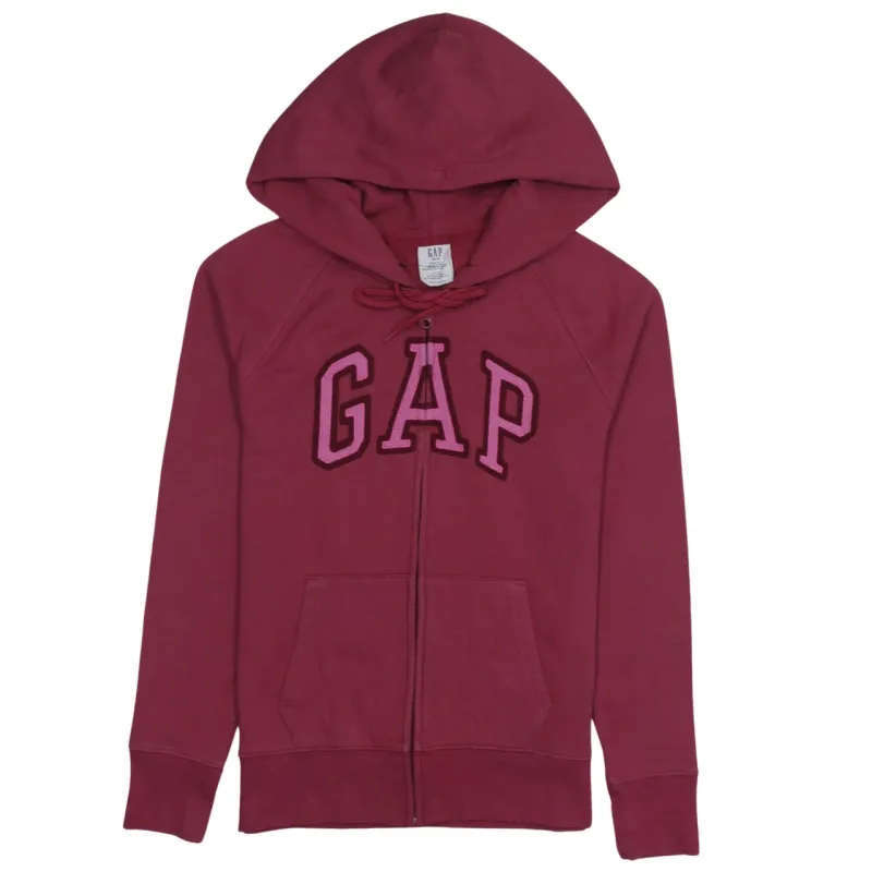 Gap Burgundy Red Hoodie Women’s XSmall Embroidered Logo Full Zip Front Pockets Sweatshirt made by GAP