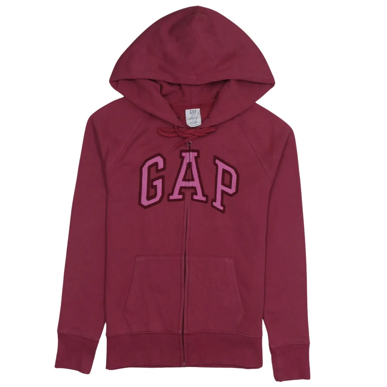 Gap Burgundy Red Hoodie Women’s XSmall Embroidered Logo Full Zip Front Pockets Sweatshirt sold by Vintage Club