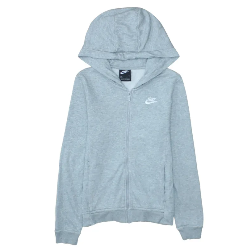 Nike Light Grey Full Zip Hoodie Men's XSmall Embroidered Swoosh Logo Split Pockets Sweatshirt sold by Vintage Club