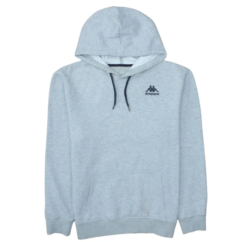 Kappa Light Grey Hoodie Men's Medium Embroidered Chest Logo Drawstring Pullover Sweatshirt sold by Vintage Club