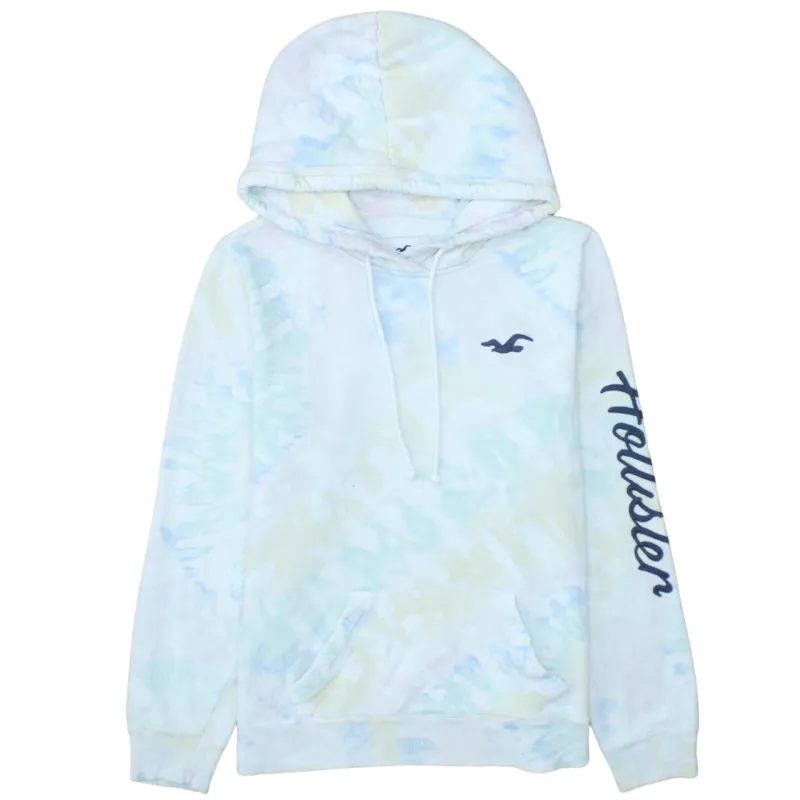 Hollister Pastel Tie Dye Hoodie Women’s Large Embroidered Logo Sleeve Script Pullover Sweatshirt sold by Vintage Club