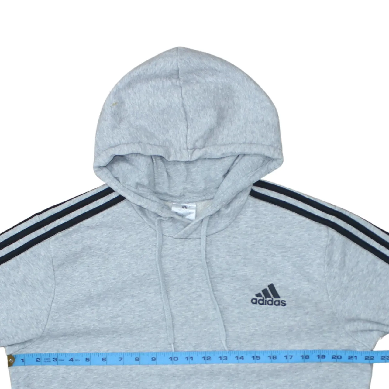 Adidas Grey Hoodie Women’s Large Embroidered Logo Three Stripe Sleeves Pullover Sweatshirt sold by Vintage Club product image thumbnail 5