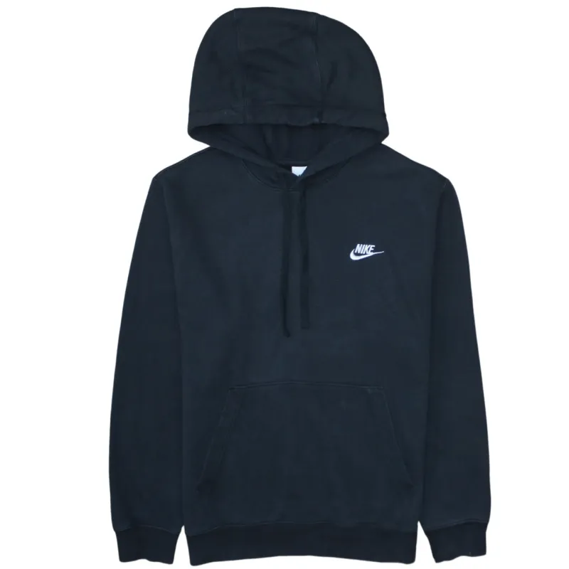 Nike Black Hoodie Men’s Small Embroidered Swoosh Logo Front Pocket Pullover Sweatshirt sold by Vintage Club