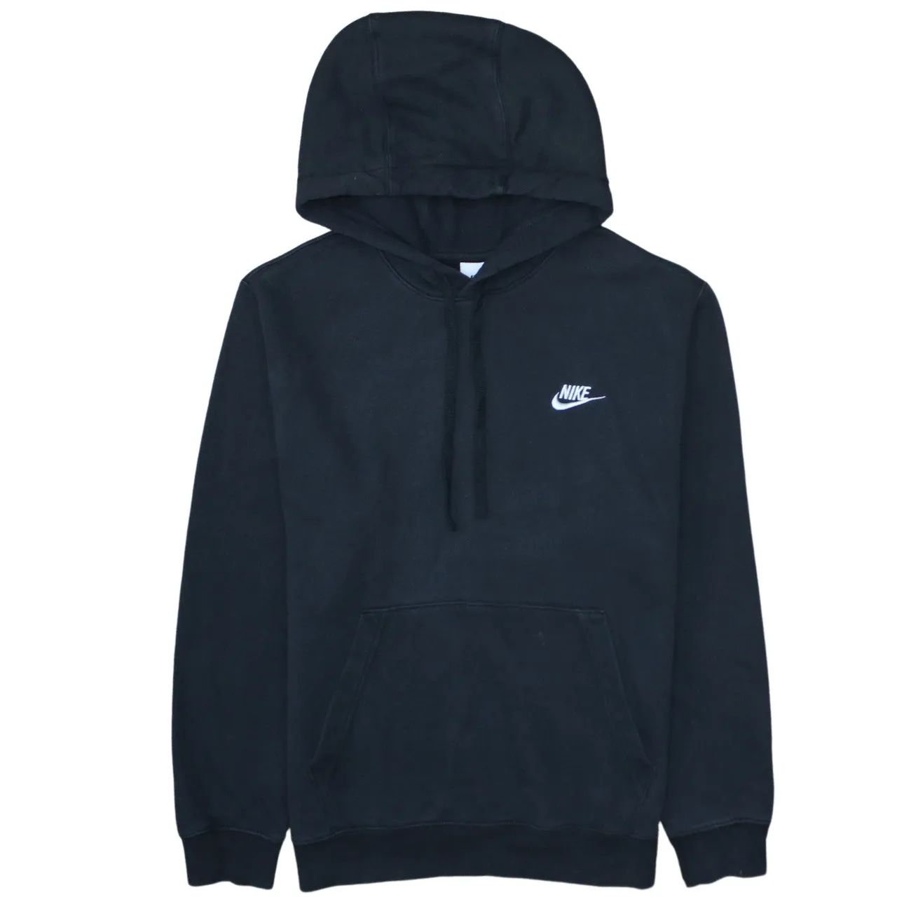 Nike Black Hoodie Men’s Small Embroidered Swoosh Logo Front Pocket Pullover Sweatshirt sold by Vintage Club