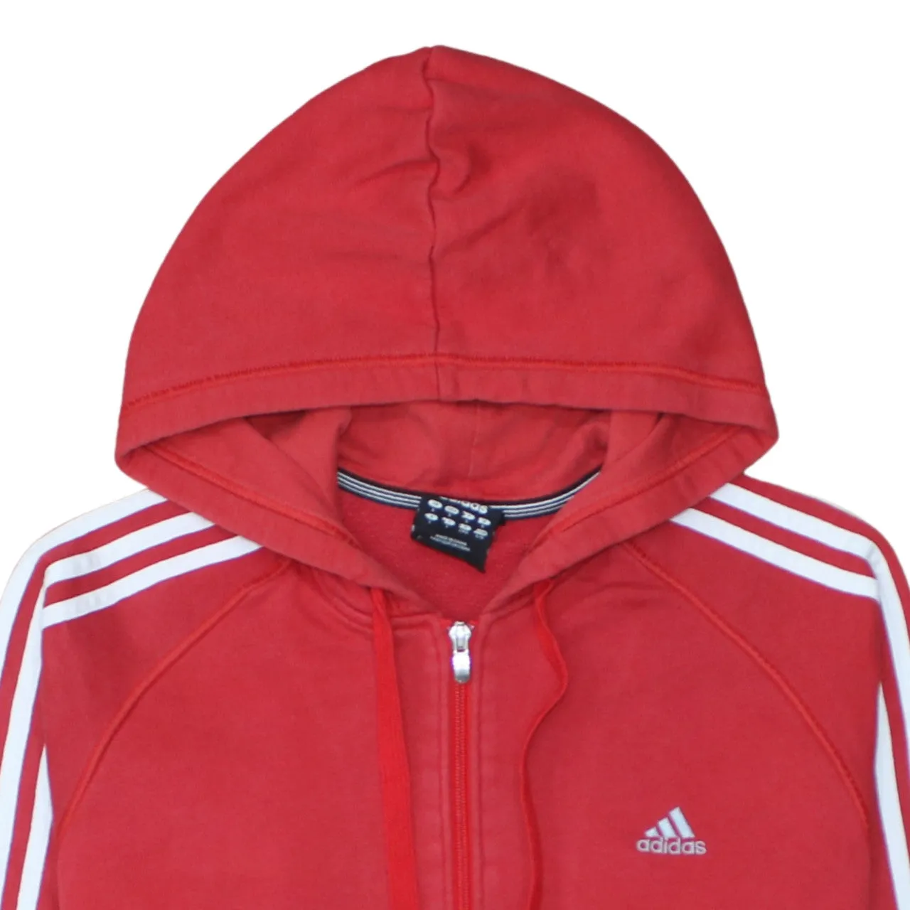 Adidas Red Full Zip Hoodie Women's Large Three Stripe Sleeves Embroidered Logo Sweatshirt sold by Vintage Club product image thumbnail 3