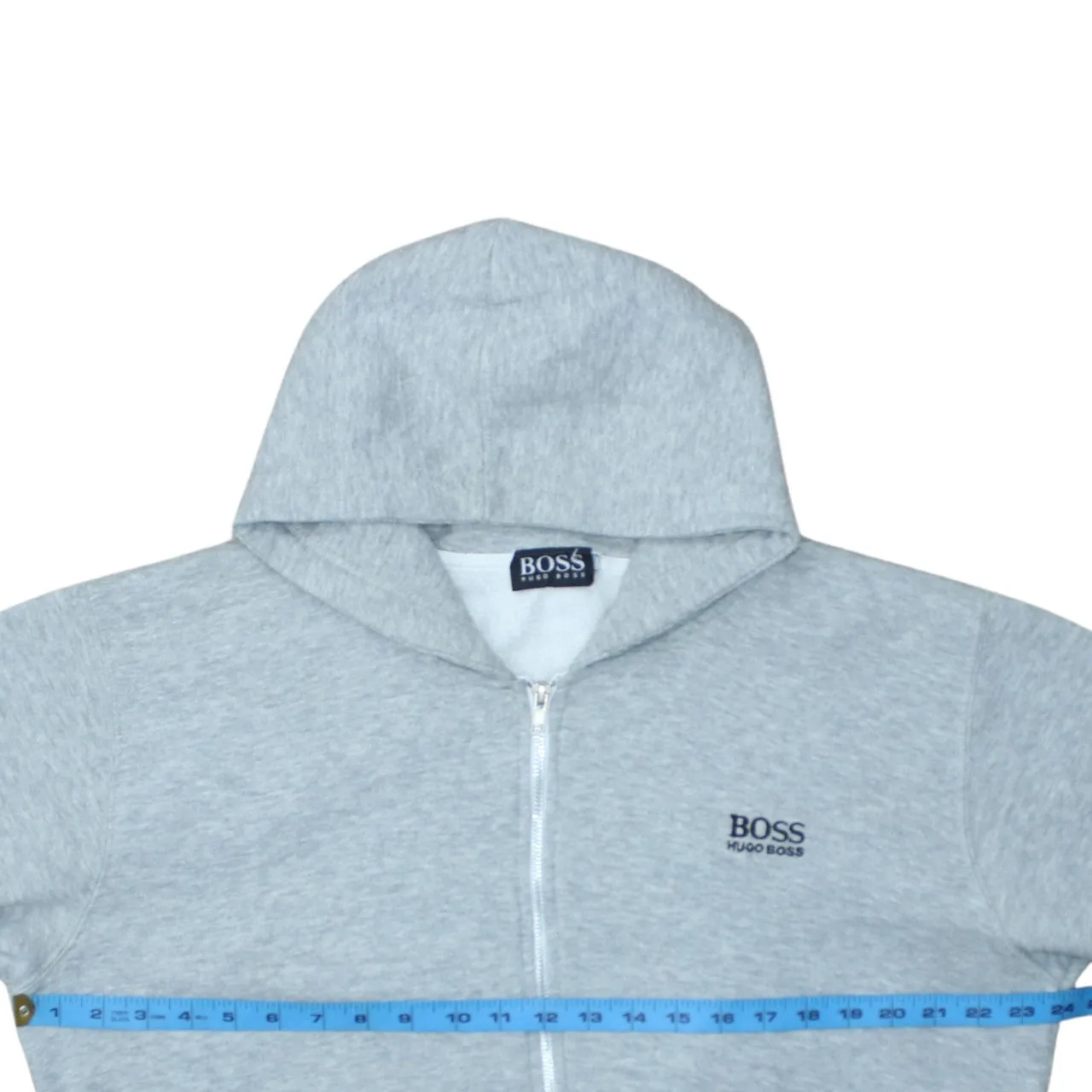 HUGO BOSS Light Grey Zip Hoodie Women’s XLarge Embroidered Chest Logo Split Pockets Sweatshirt sold by Vintage Club product image thumbnail 5