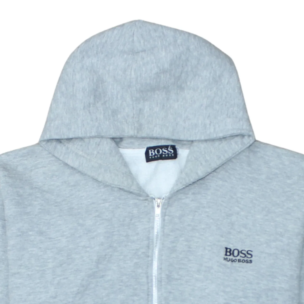 HUGO BOSS Light Grey Zip Hoodie Women’s XLarge Embroidered Chest Logo Split Pockets Sweatshirt sold by Vintage Club product image thumbnail 3