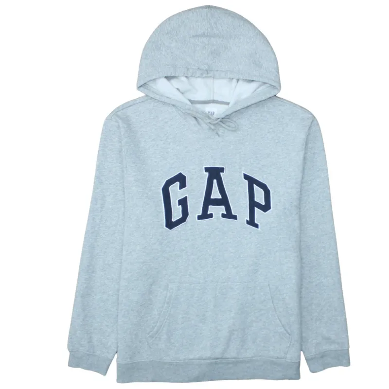 Gap Light Grey Hoodie Women's XLarge Embroidered Logo Front Pocket Fleece Pullover Sweatshirt sold by Vintage Club